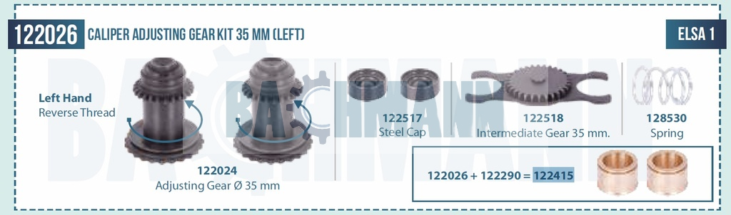 Kaliper Ayar Dişlisi Takımı 35 mm (Sol)